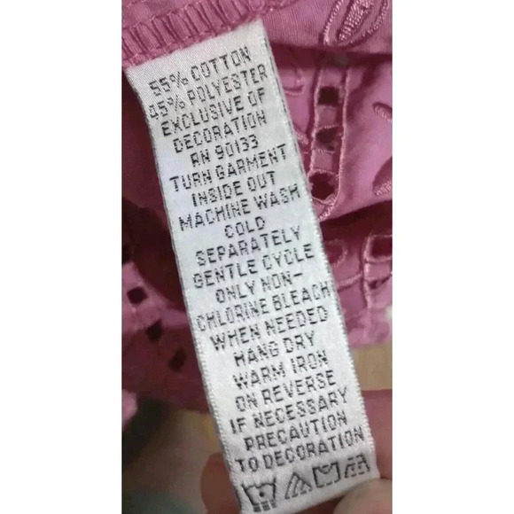 Joan Rivers Blouse Eyelet Hem Button Front Mauve Long Sleeve Size XL - Picture 4 of 4